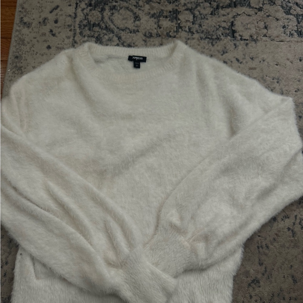 Express Soft Cream Crew Neck Sweater